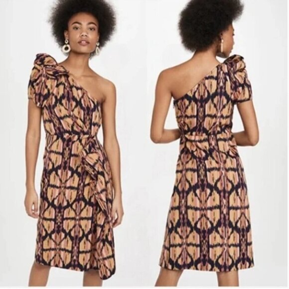 Ulla Johnson Idra Ikat Print One Shoulder Dress Size 4 - Picture 1 of 10
